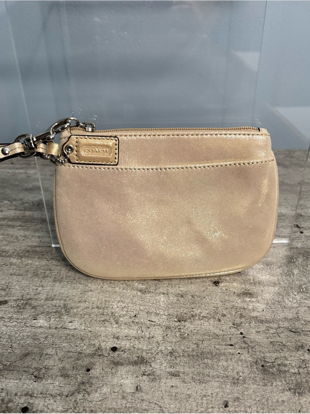 Coach Wristlet Wallet Champagne Shimmer Shiny With Hang Tag